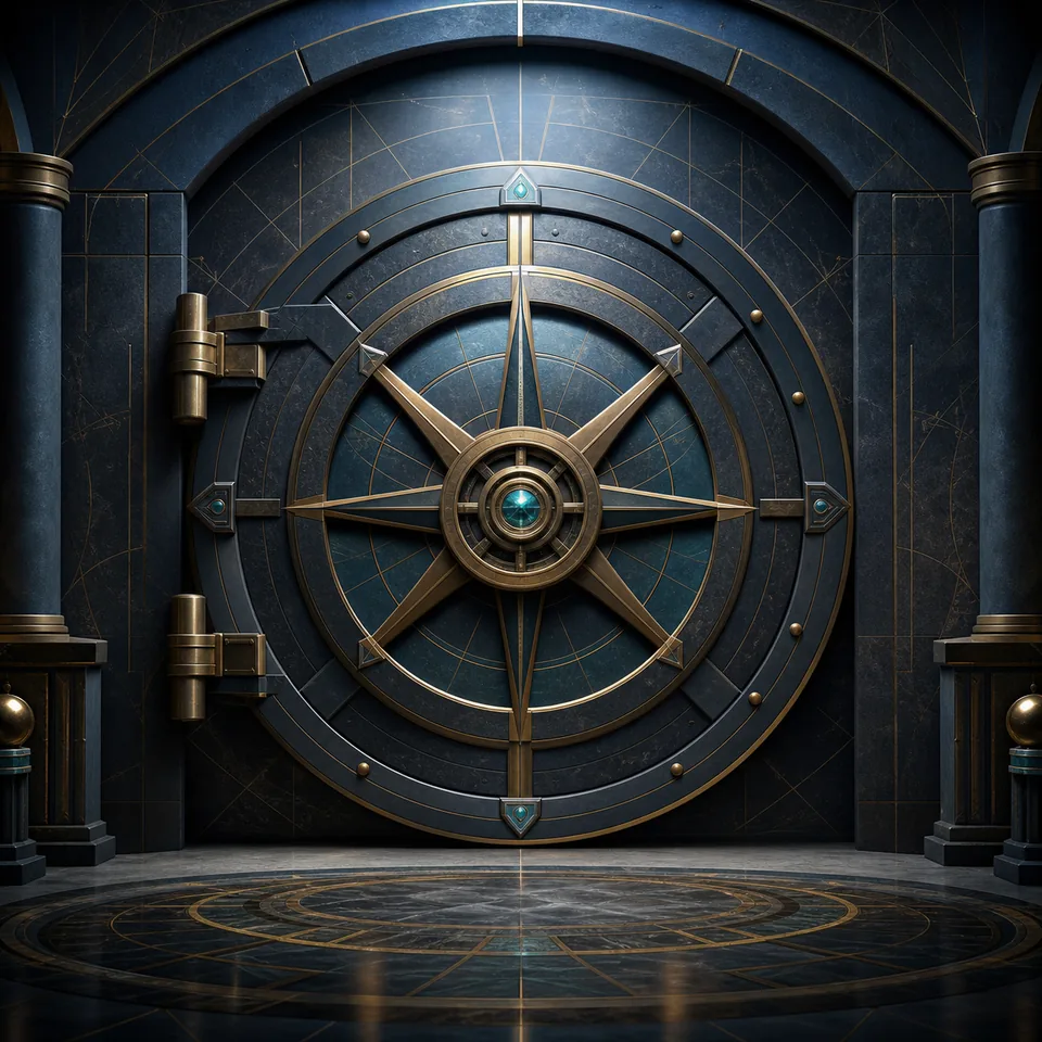 Fictional compass vault game artwork
