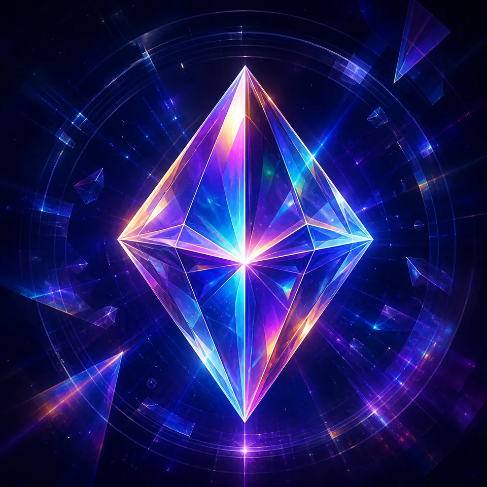 Fictional luminous prism game artwork