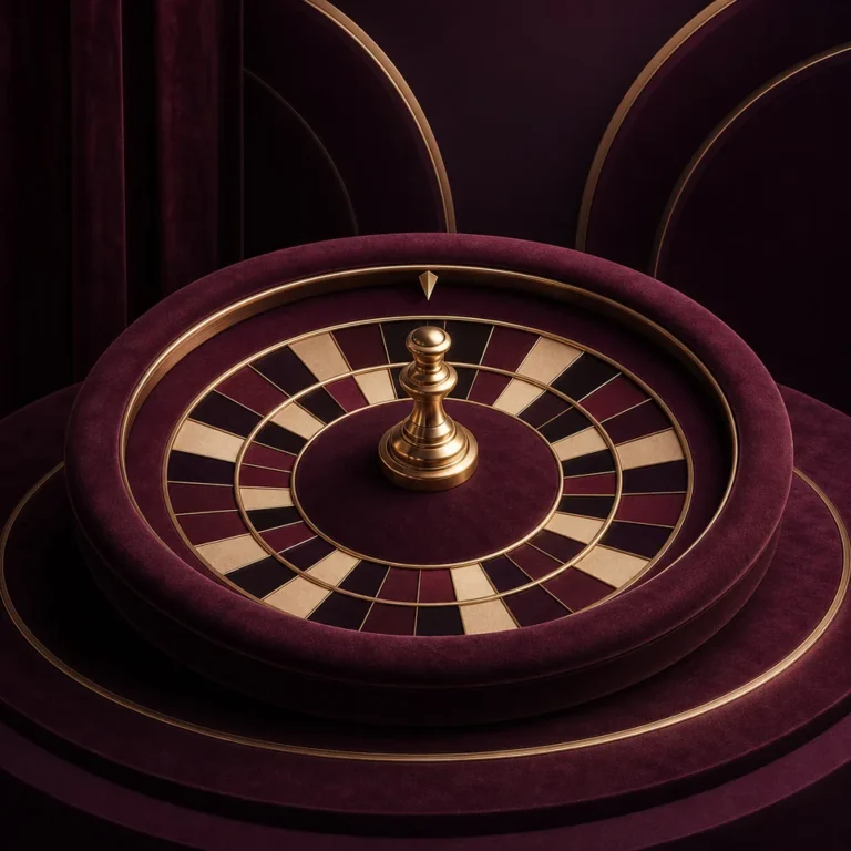Fictional burgundy roulette game artwork